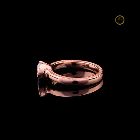 Half Bezel Round Cut Lab Diamond Engagement Ring