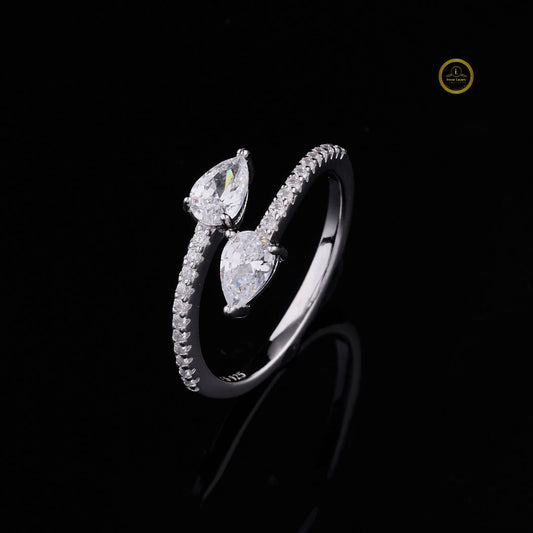 Toi et Moi Cut Lab Grown Diamond Bypass Delicate Ring