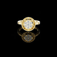 Round Diamond Moissanite Starburst Cluster Engagement Ring