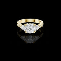 Round Moissanite Engagement Ring With Trillion Side Stone