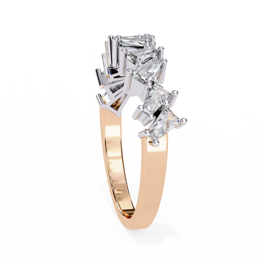 0.56 CT Shiny Baguette and Round Lab Created Diamond Band Modern Geometric Eternity Luxury Fine Jewelry