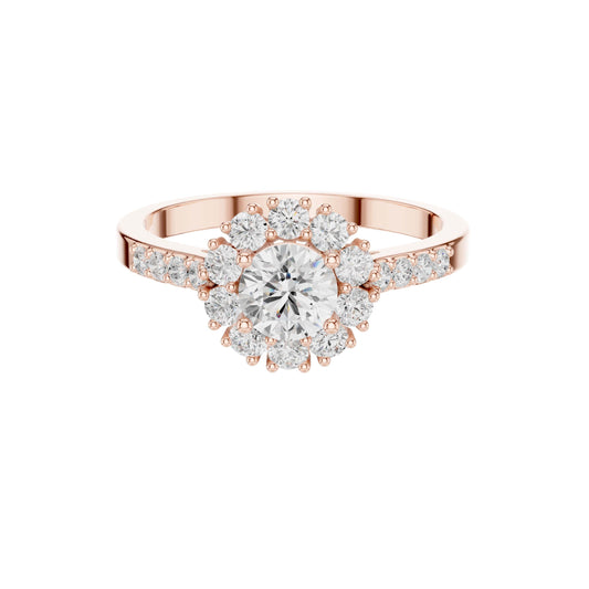 Halo Round Cut Moissanite  Diamond Pave Engagement Ring
