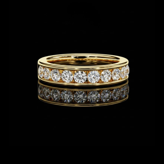 Round Cut Brilliant Channel Set Lab Grown Diamond Wedding Band Ring