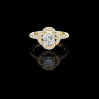 Round Lab Grown Diamond Halo Pave Engagement Ring