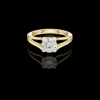 Round Cut Moissanite Diamond Split Shank Solitaire Engagement Ring