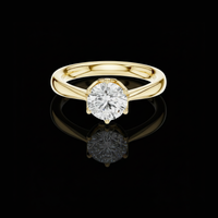 Round Cut Brilliant Solitaire Moissanite Diamond Engagement Ring Cathedral Setting