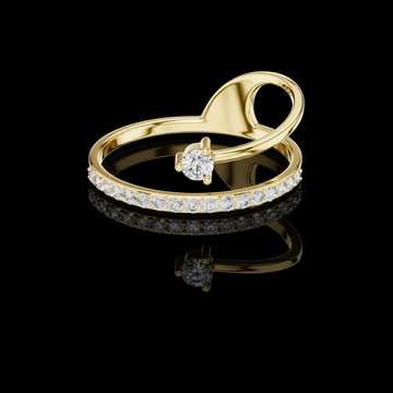 0.04 CT Radiant Loop Crest Gold Ring Featuring a Sparkling and Pave Moissanite Diamond Band Fine Jewelry