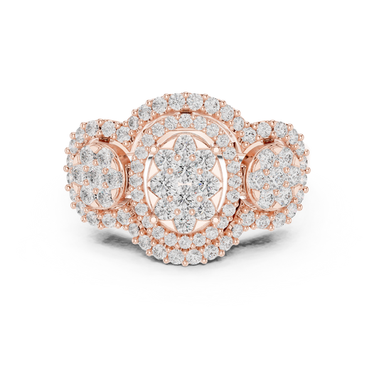 Triple Halo Lab Grown Diamond Cluster Statement Ring