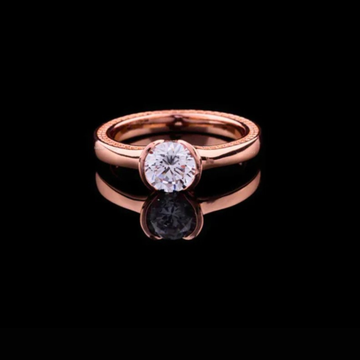 0.50 TCW Sparkling Round Moissanite Diamond Half Bezel Engagement Ring For Her