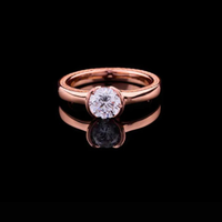 0.50 TCW Sparkling Round Lab Grown Diamond Half Bezel Engagement Ring For Her