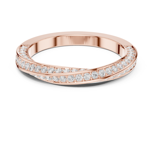 Round Cut Criss Cross Pave Lab Grown Diamond Wedding Band Ring