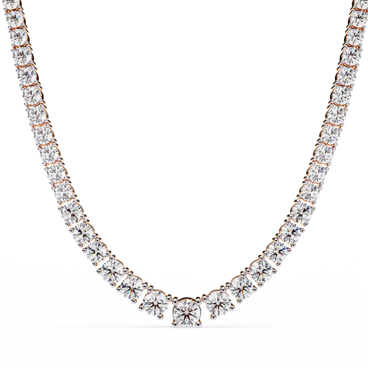 Round Cut Lab Grown Diamond Tennis V Necklace
