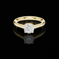Round Cut Lab Grown Diamond Solitaire Ring Four Prong Tulip Basket Setting