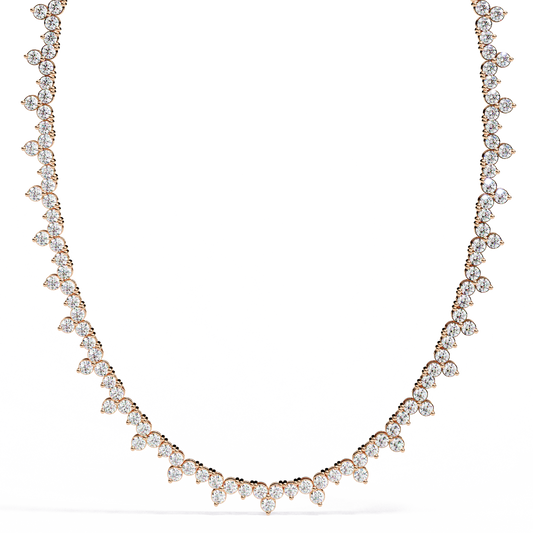 Round Cut Lab Grown Diamond Station Tennis Necklace