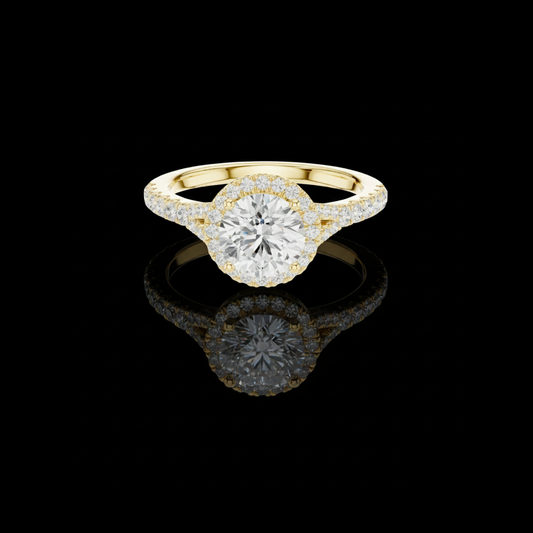 1.00 CT Luxurious Round Cut Halo Ring with Pave Moissanite Diamonds Elegant Sparkling Engagement Ring for Her
