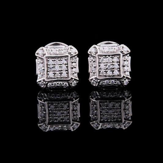 1.58 TCW Cluster Princess Cut Moissanite Diamond Stud Earrings Pave Square Design by Ivevar Luxury