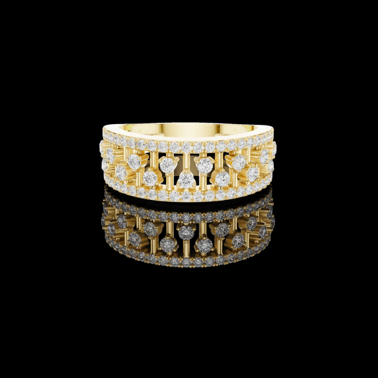 Round Cut Double Row Pave Lab Grown Diamond Anniversary Band Ring