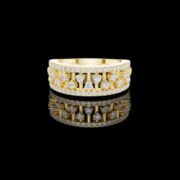 0.60 TCW Diamond Cascade Band Round Cut Lab Grown Brilliance in a Double Row Pavé Setting