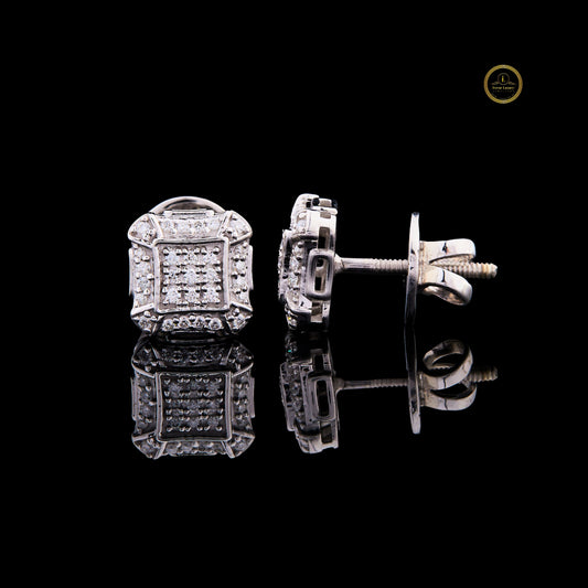 Cluster Round Cut Lab Diamond Stud Earrings Pave Square Design