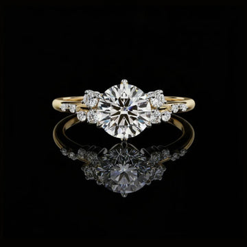 1.18 CT Flory Round Cut Brilliance Handcrafted Lab Grown Diamond Ring with Frosted Diamonds For Her