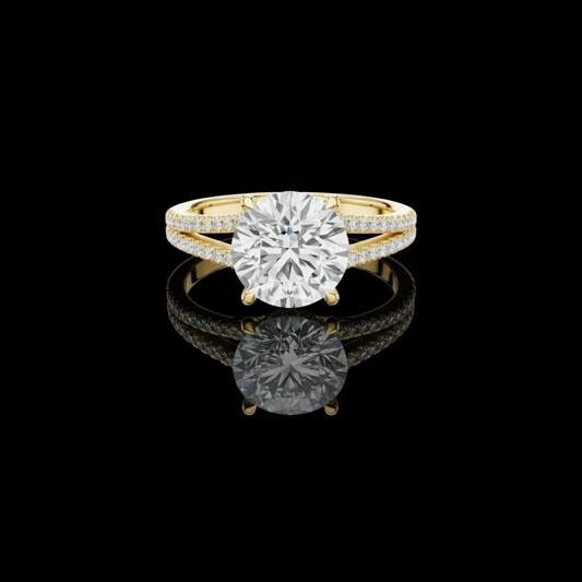 2.50 CT Luxurious Round Cut Lab Grown Diamond Split Shank Pave Setting Ring Shiny Jewelry For Bridal