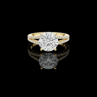 Luxurious Round Cut Lab Grown Diamond Split Shank Pave Setting Ring
