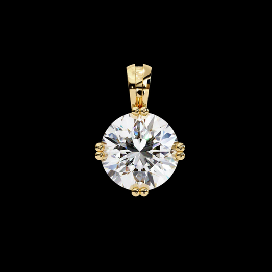 1.98 TCW Luxurious Round Brilliant Cut Solitaire Lab Grown Diamond Pendant in Polished Gold Setting