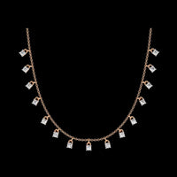 Round Cut Moissanite Diamond Dangle Charm Choker Necklace