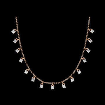 Round Cut Moissanite Diamond Dangle Charm Choker Necklace