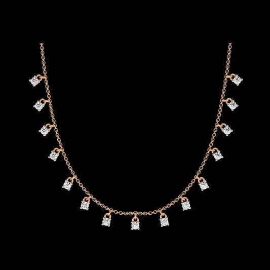 Round Cut Lab Grown Diamond Dangle Charm Choker Necklace