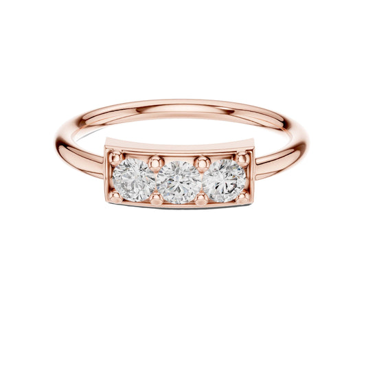 Round Three Stone Lab Diamond Minimalist Ring