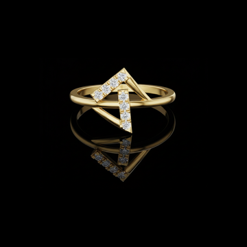 0.12 TCW Signature Collection Modern Chevron Lab Grown Diamond Ring in Polished Gold