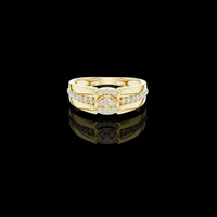 Round Lab Grown Diamond Pave Halo Wide Wedding Band