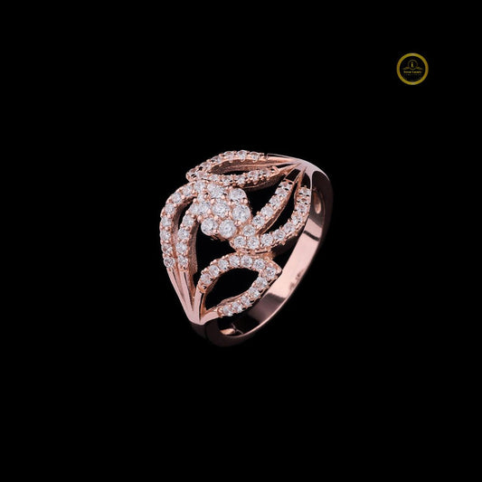 Leaf Motif Style Round Moissanite Diamond Bridal Ring