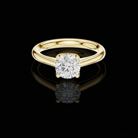 Round Cut Moissanite Diamond Solitaire Ring Four Prong Engagement Ring
