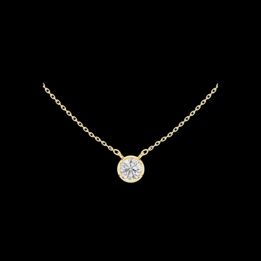 Round Cut Solitaire Pendant with Center Bezel Setting Moissanite