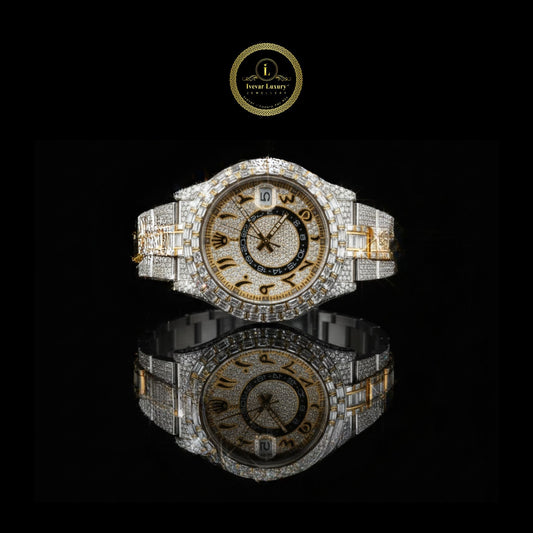 Exclusive Custom Baguette & Round Cut Lab Grown Diamonds Luxury Watch By Ivevar