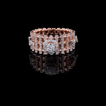 1.00 CT Vertical Pave Links and a Center Round Cut Moissanite Diamond with Halo Accents