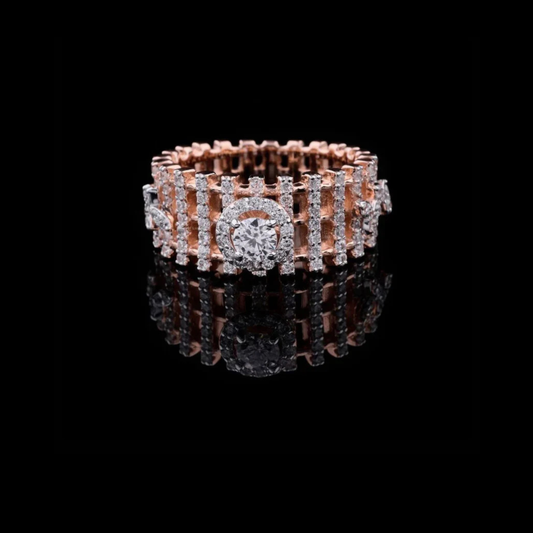 Round Lab Grown Diamond Ladder Pave Statement Band