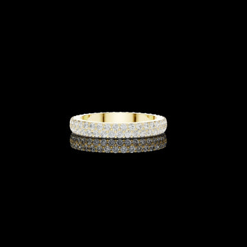 Round Cut Double Row Pave Moissanite Eternity Band Wedding Ring