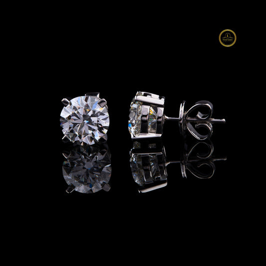 2.42 TCW Desire Round Moissanite Diamond Stud Earrings Custom Jewelry By Ivevar