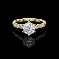 Round Cut Wedding Ring With Moissanite Diamond Pave Band