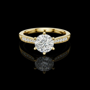 Round Cut Wedding Ring With Lab Grown Diamond Pave Band