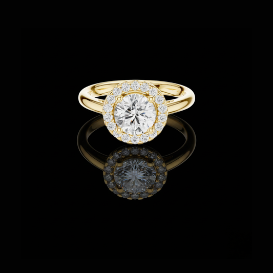 1.00 CT Radiant Round Halo Moissanite Diamond Classic Engagement Ring with Brilliant Center Stone & Halo Sparkle