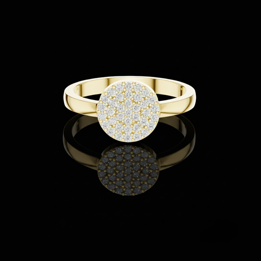 Round Pave Diamond Statement Moissanite Diamond Ring