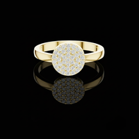 Round Pave Diamond Disc Statement Lab Grown Ring