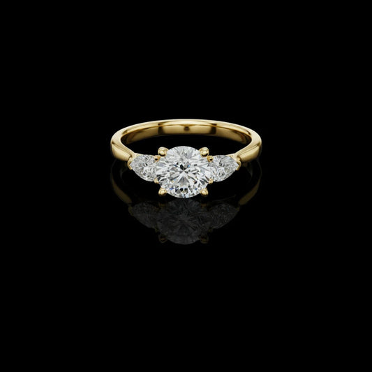 Round Three Stone Moissanite Diamond Engagement Ring For Women