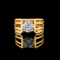 Round Cut Solitaire Lab Grown Wide Multi-Shank Statement Ring