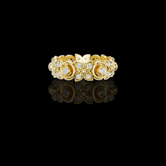Floral Round Cut Lab Grown Diamond Openwork Eternity Band Ring
