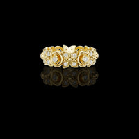Floral Round Cut Moissanite Diamond Openwork Eternity Band Ring